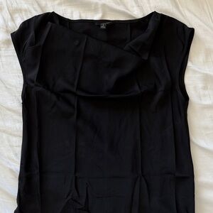 Banana Republic Black Draped Neck Cap Sleeve Blouse